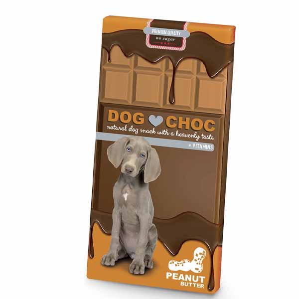 شکلات تخته ای سگ طعم کره بادوم زمینی 100 گرمی Dog Choc